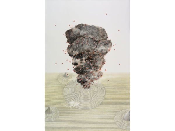 《禪園-嗔》，鉛筆、色鉛筆、紙，152x100cm，2019